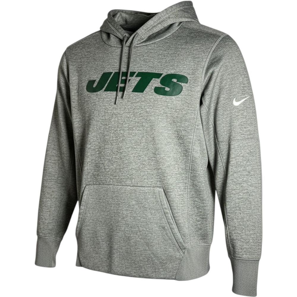 New York Jets Nike Hoodie Mens Small Gray Dri-FIT Pullover Sweatshirt NFL
